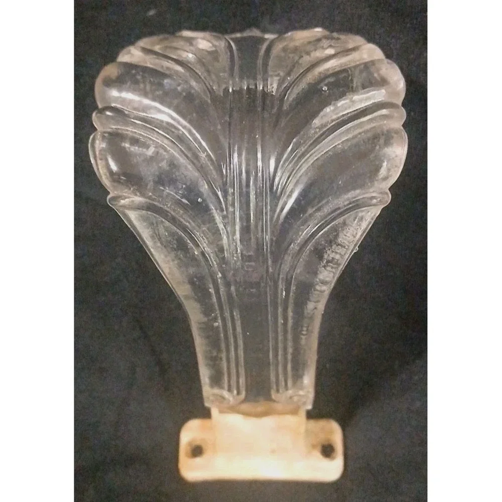 Vtg Glass‎ Drapery Tieback Curtain Holder  Leaf Feather Melamine Mount FLAW READ